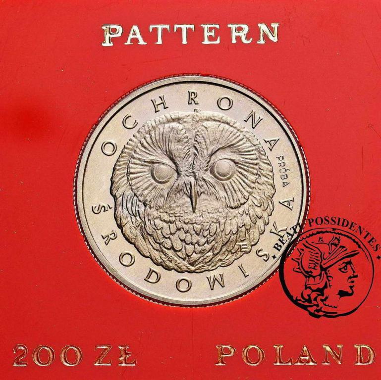 PRÓBA CuNi 200 złotych 1986 sowa st.L