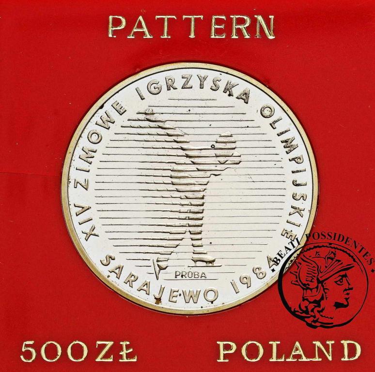 PRL PRÓBA Ag 500 złotych 1983 Sarajewo st.L