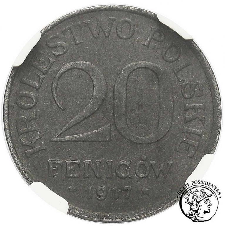 Królestwo Polskie 20 fenigów 1917 NGC MS61