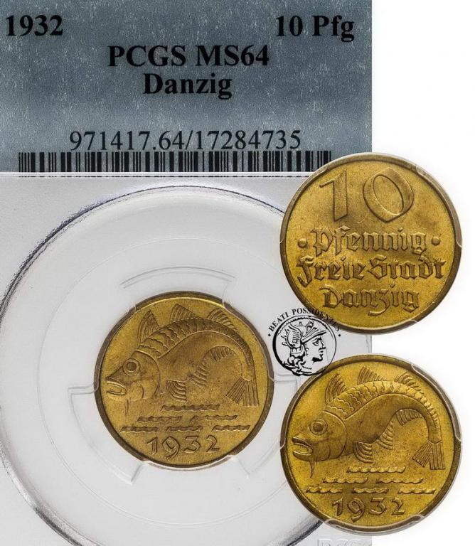 WMG 10 fenigów 1932 PCGS MS64