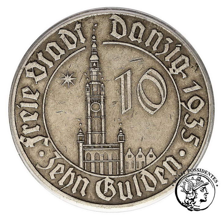 Polska WMG 10 guldenów 1935 PCGS AU55