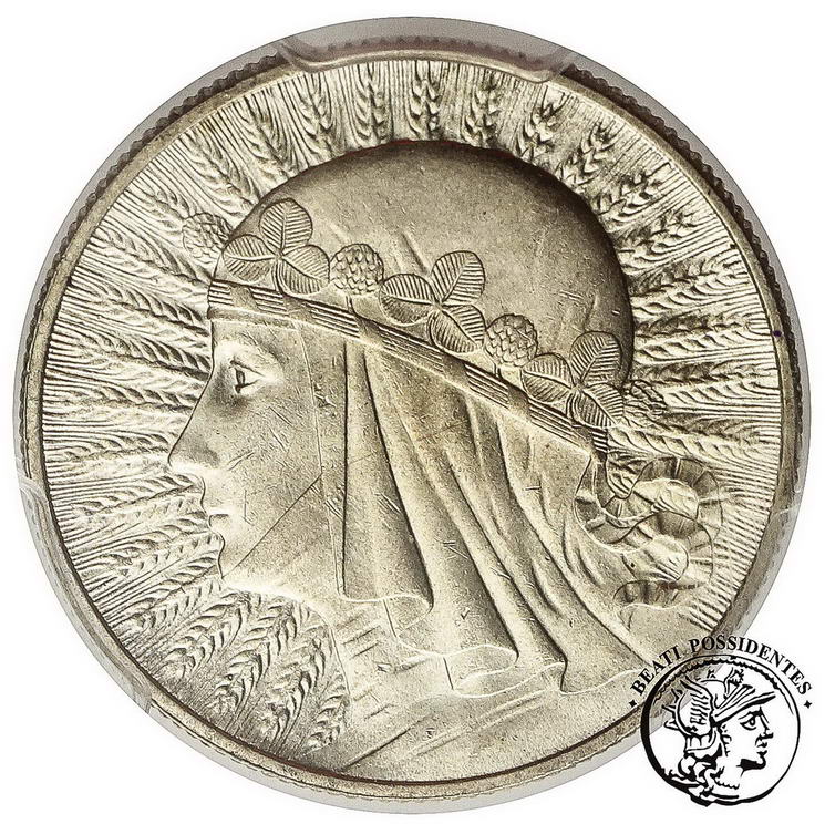 Polska II RP 5 złotych 1932 bez znaku PCGS MS62