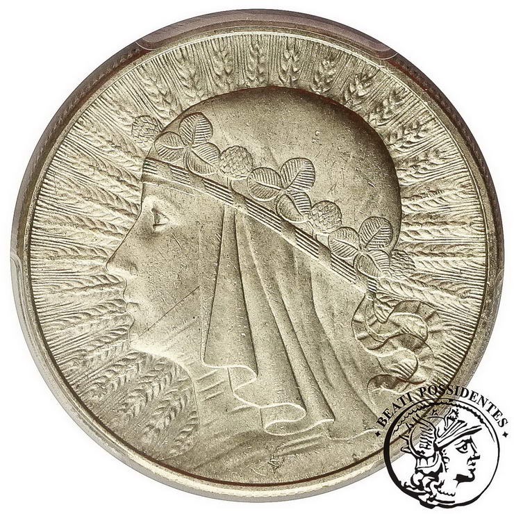 Polska II RP 10 złotych 1932 bez znaku PCGS MS64