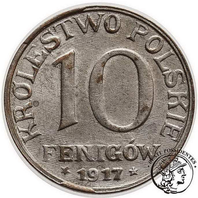 Król. Polskie 10 fenigów 1917 bliżej obrzeża st.2