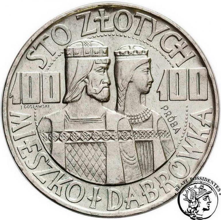 PRÓBA SREBRO 100 złotych 1966 Millenium st.1-