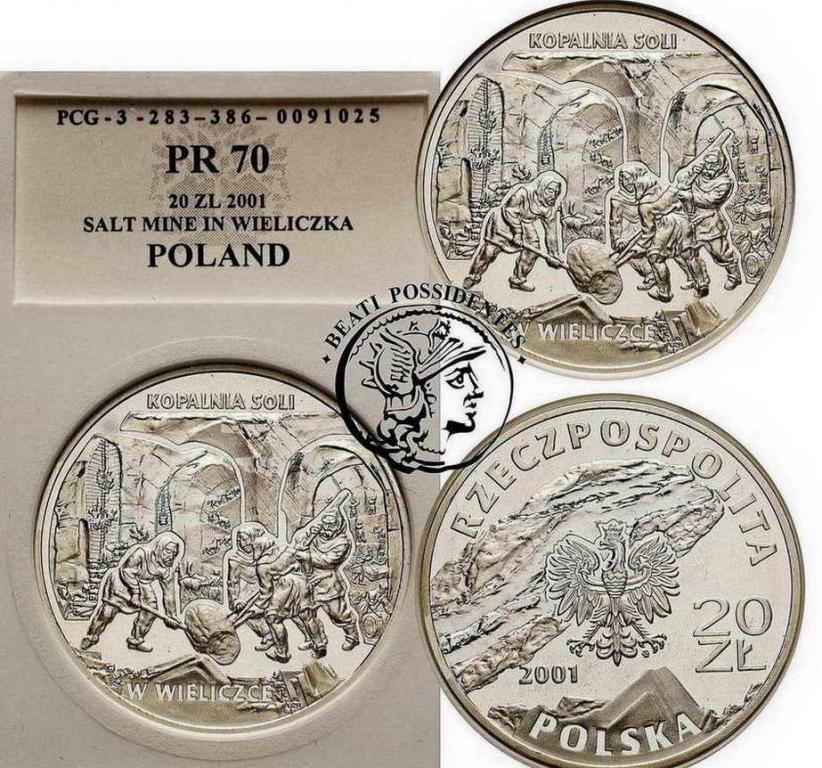 20 złotych 2001 Kopalnia soli Wieliczka PCG PR70
