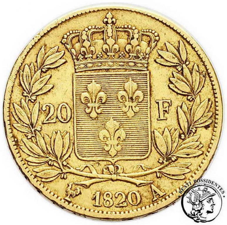 Francja Louis XVIII 20 Franków 1820 A st.3