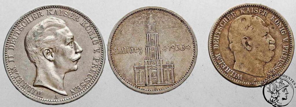 Niemcy monety srebrne lot 3 szt. st.3