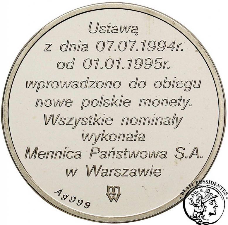 Polska Medal Złotogrosz srebro Ag.999 st. L-
