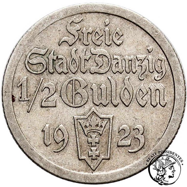 Polska Wolne Miasto Gdańsk 1/2 Guldena 1923 st.3+