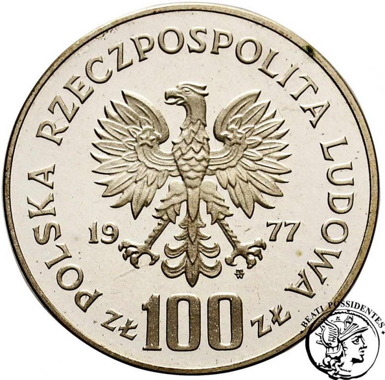 PRÓBA SREBRO 100 złotych 1977 Sienkiewicz st.L