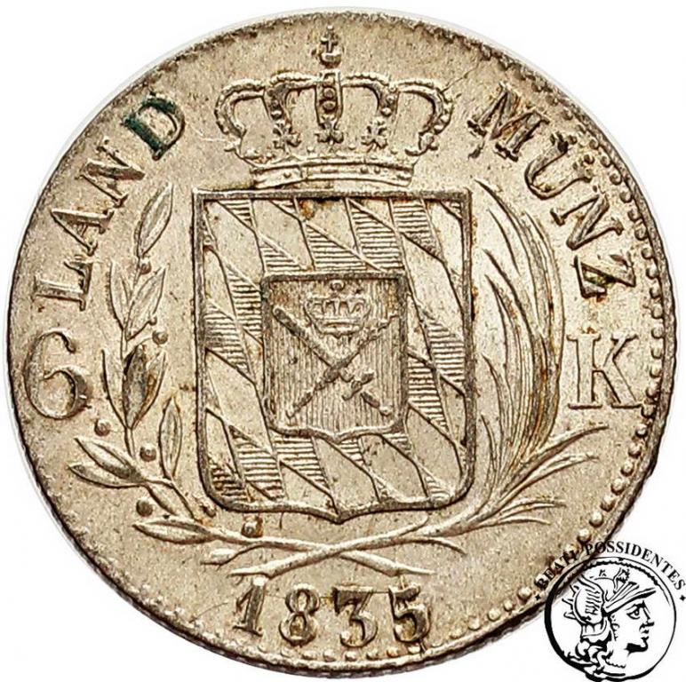 Niemcy Bawaria 6 Kreuzer 1835 st.2