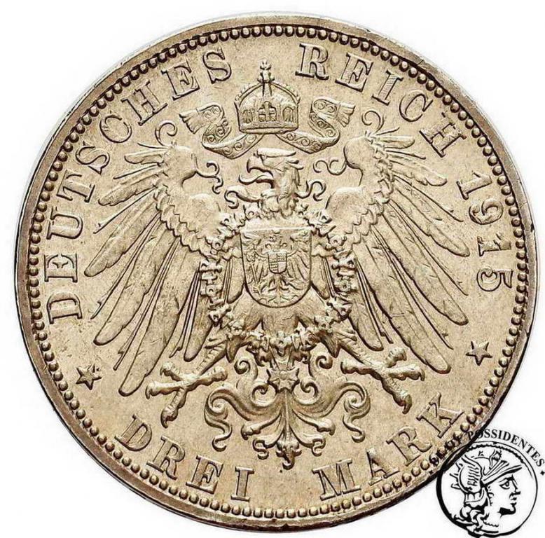 Niemcy Sachsen-Meiningen 3 Marki 1915 st.2-