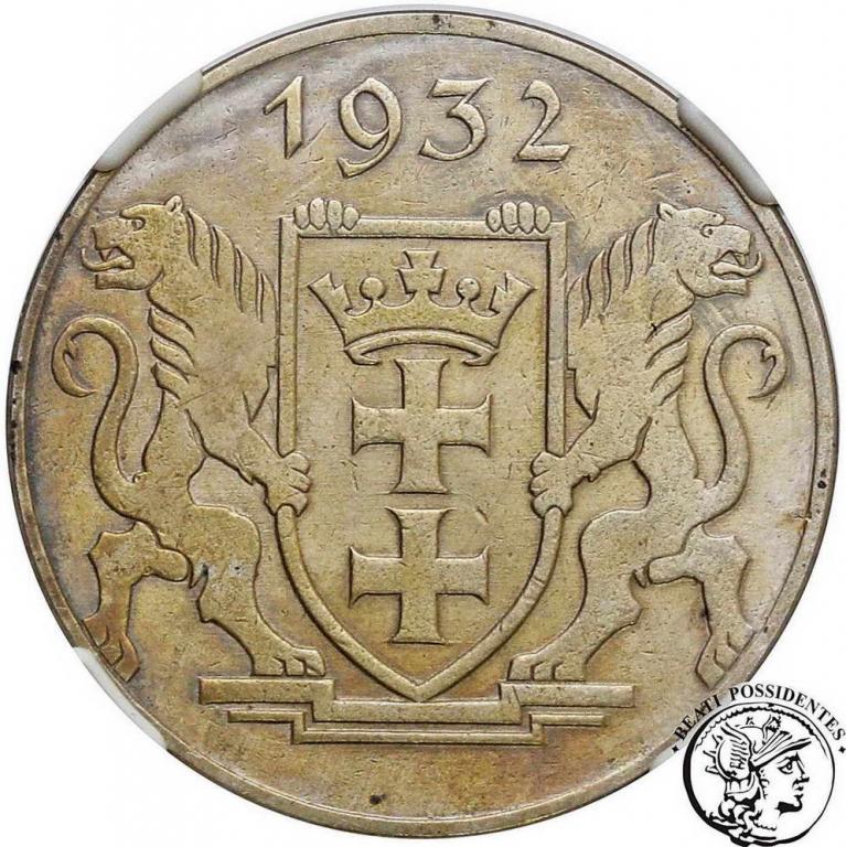 Wolne Miasto Gdańsk 5 Guldenów 1932 NGC AU Details