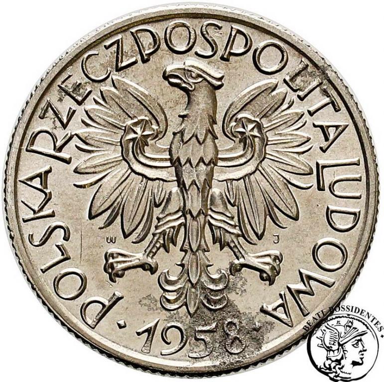 Polska PRL 5 złotych 1958 Rybak st. (-)