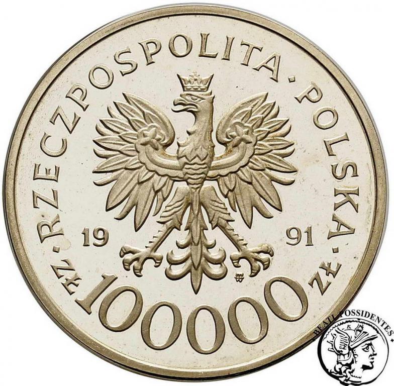 Polska III RP 100 000 złotych 1991 Narvik st.L-