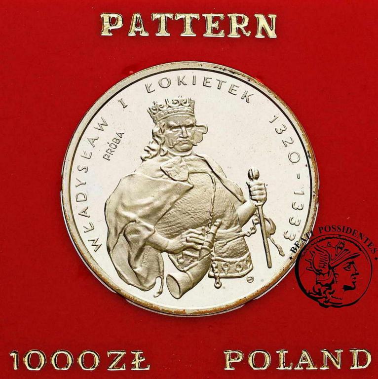 Polska PRL PRÓBA Ag 1000 złotych 1986 Łokietek stL