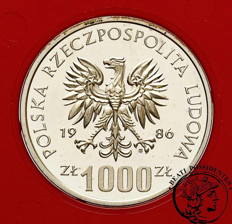 Polska PRL PRÓBA Ag 1000 złotych 1986 Łokietek stL