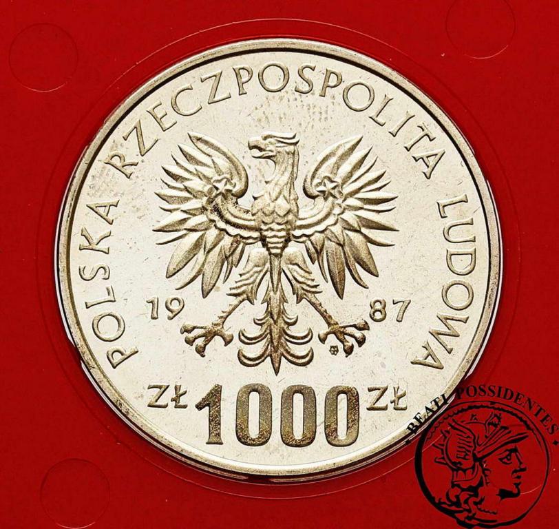 PRÓBA Ag 1000 złotych 1987 Olimpiada Łucznik st.L