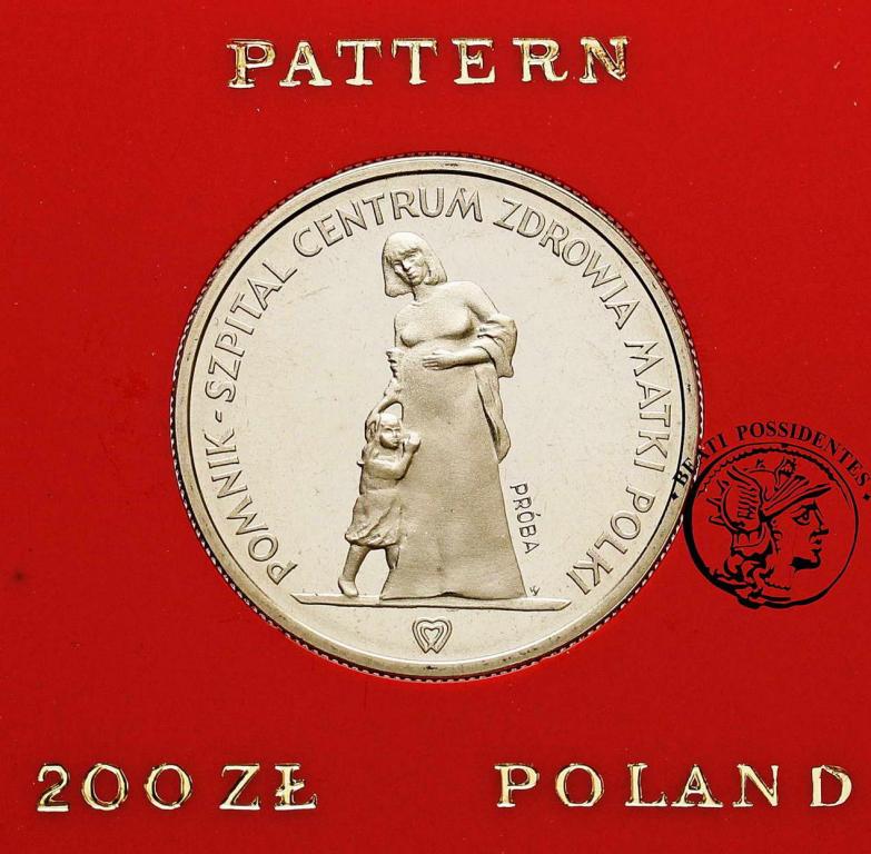 PRÓBA FeNi 200 złotych 1985 Pomnik - Szpital st.L