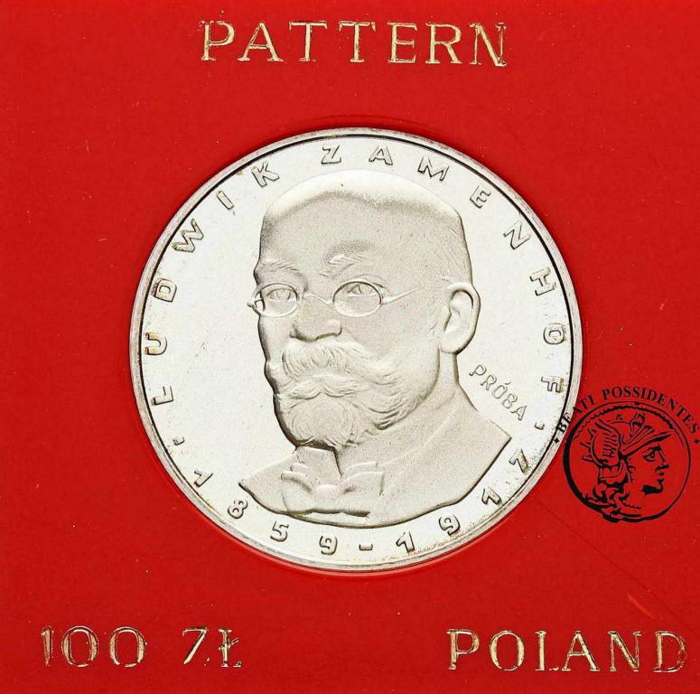 Polska PRL PRÓBA Ag 100 złotych 1979 Zamenhof st.L