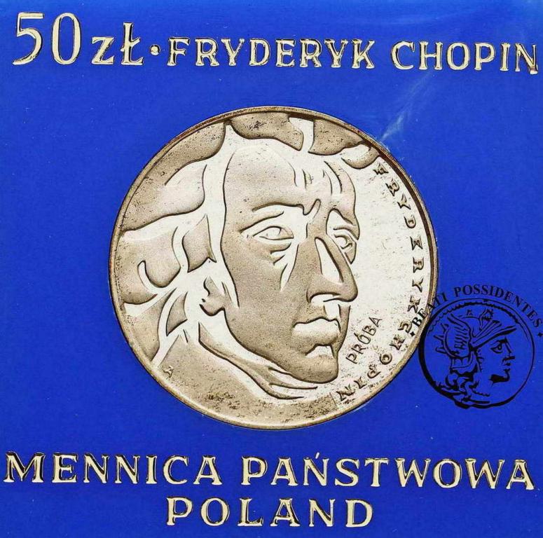 Polska PRL PRÓBA Ag 50 złotych 1972 Chopin st.L