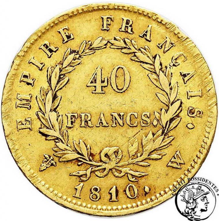 Francja Napoleon I 40 franków 1810.W Lille st.3