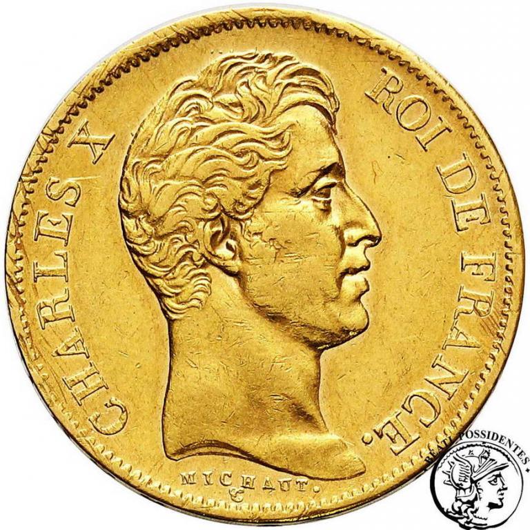Francja Karol X 40 franków 1830.A. Paris st.3+