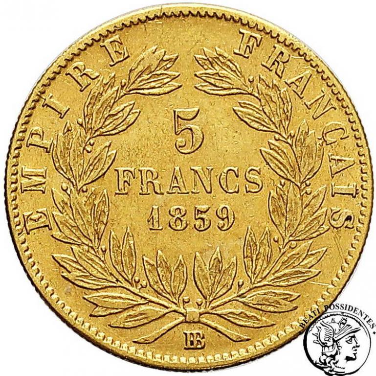 Francja Napoleon III 5 franków 1860 A Paris st.3