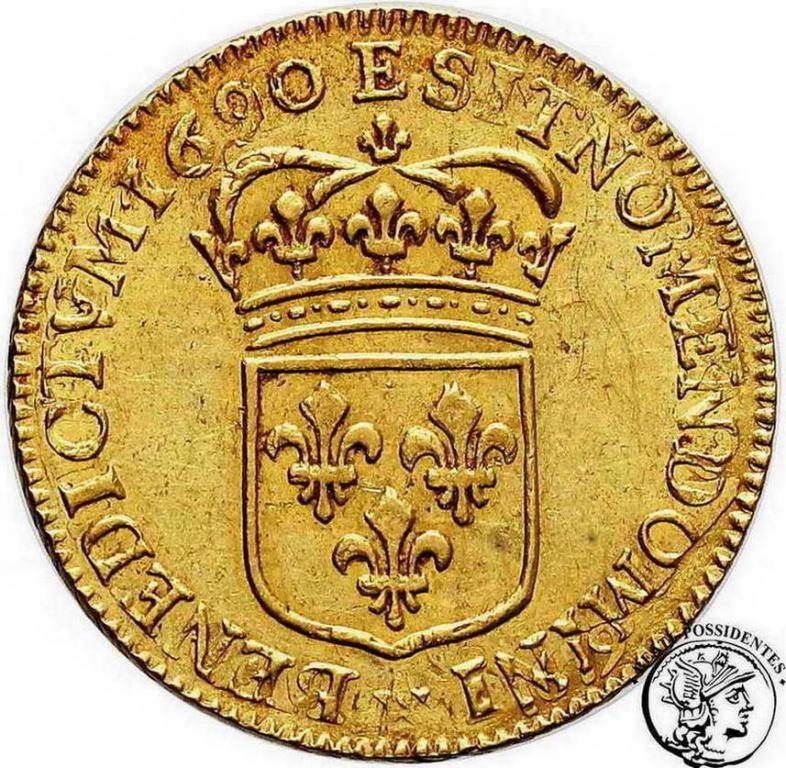 Francja Ludwik XIV 1 Louis d'or 1690 E st.3+/2-