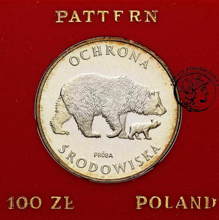 PRÓBA SREBRO 100 złotych 1983 Niedźwiedź st.L