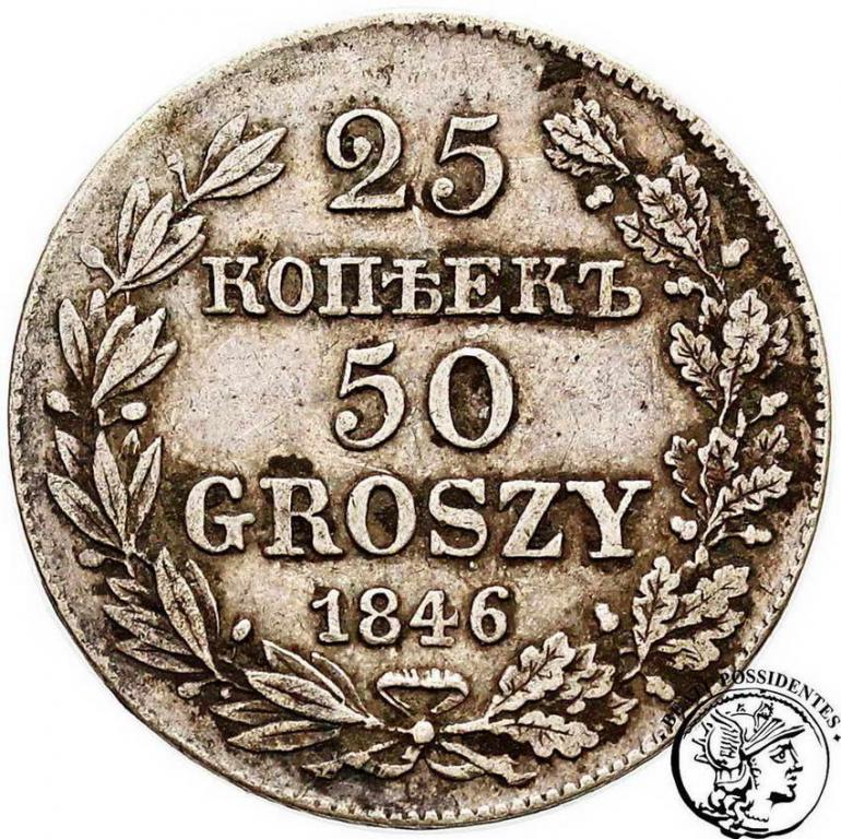 Polska 25 Kop = 50 groszy 1846 MW Mikołaj I st.3+