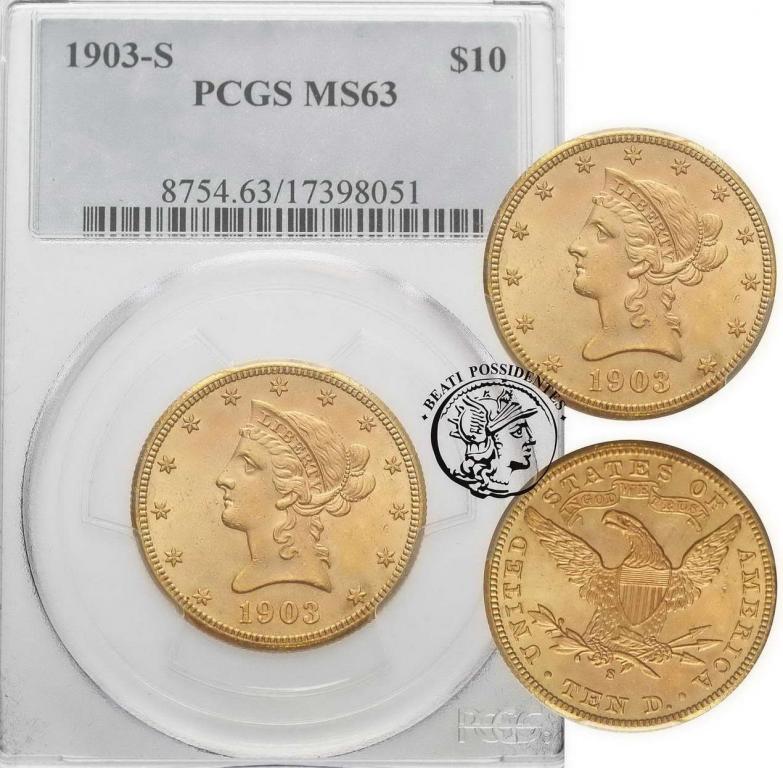 USA 10 dolarów 1903 S- San Francisco PCGS MS63