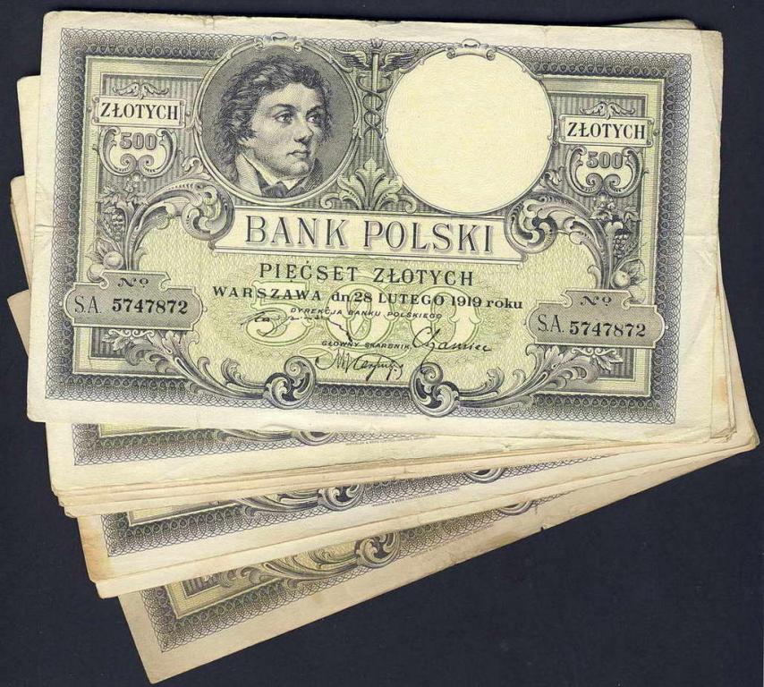 Polska 500 złotych 1919 lot 30 szt. st.5
