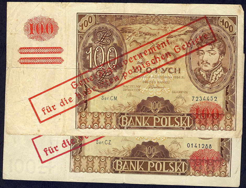 Gen.Gub. 100 złotych 1934 z nadrukiem 2 szt. st.4