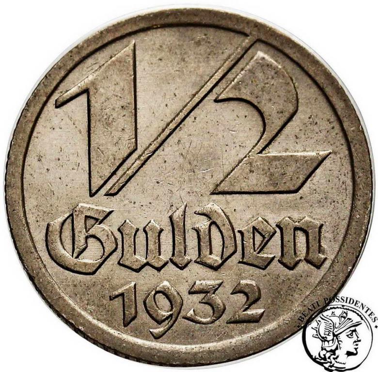 Polska Wolne Miasto Gdańsk 1/2 guldena 1932 st.3+