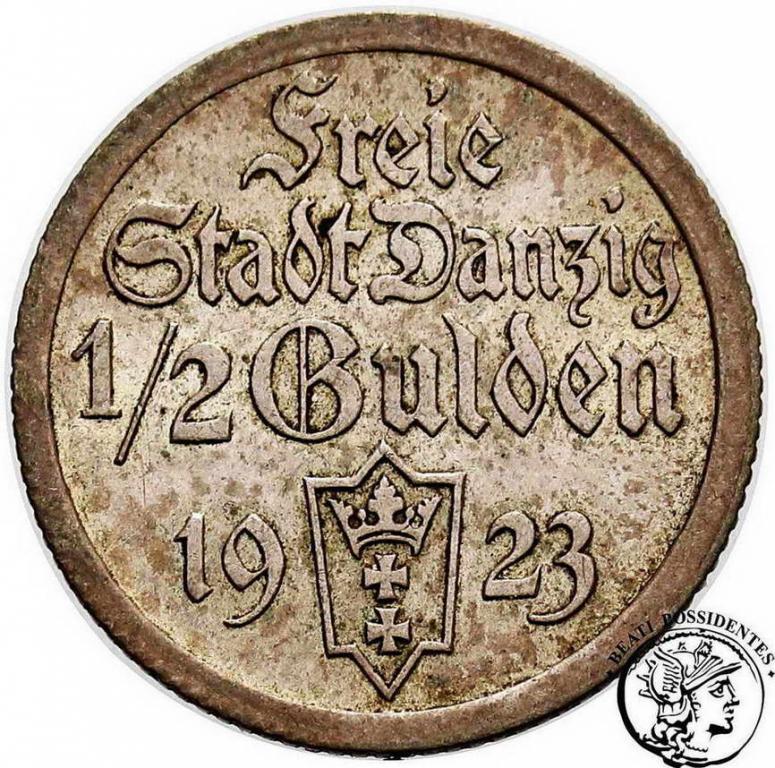 Polska Wolne Miasto Gdańsk 1/2 Guldena 1923 st.2