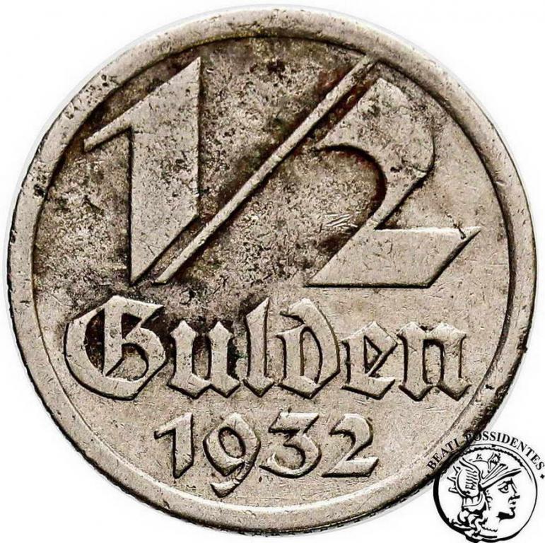 Polska Wolne Miasto Gdańsk 1/2 Guldena 1932 st.3-
