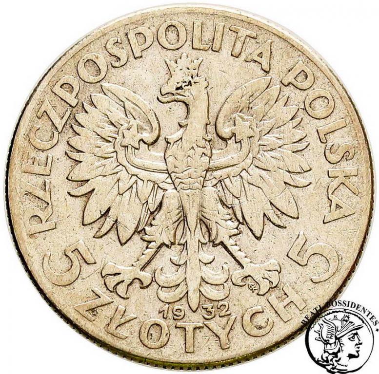 Polska II RP 5 złotych 1932 znak mennicy st.4