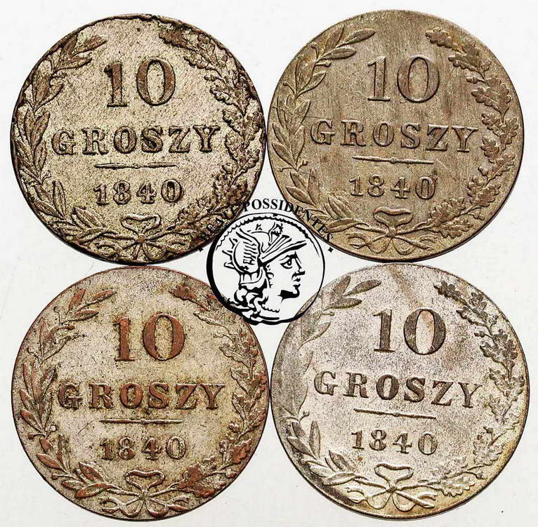 Polska 10 groszy 1840 lot 4 szt. st.3