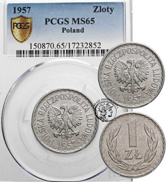 Polska PRL 1 złoty 1957 PCGS MS65