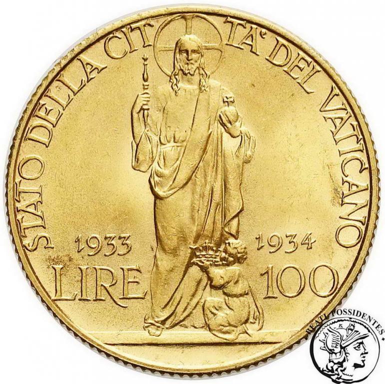 Watykan 100 Lire 1933 / 34 Pius XI st. 1-