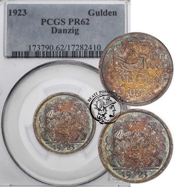 Wolne Miasto Gdańsk 1 gulden 1923 PCGS PR62