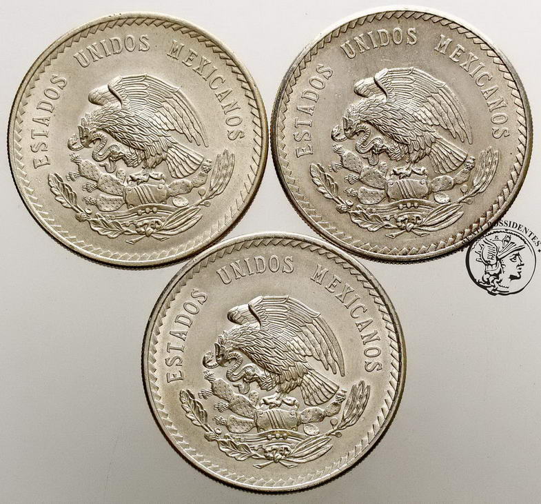 Meksyk 5 Pesos 1948 SREBRO lot 3 szt st. 3/3+
