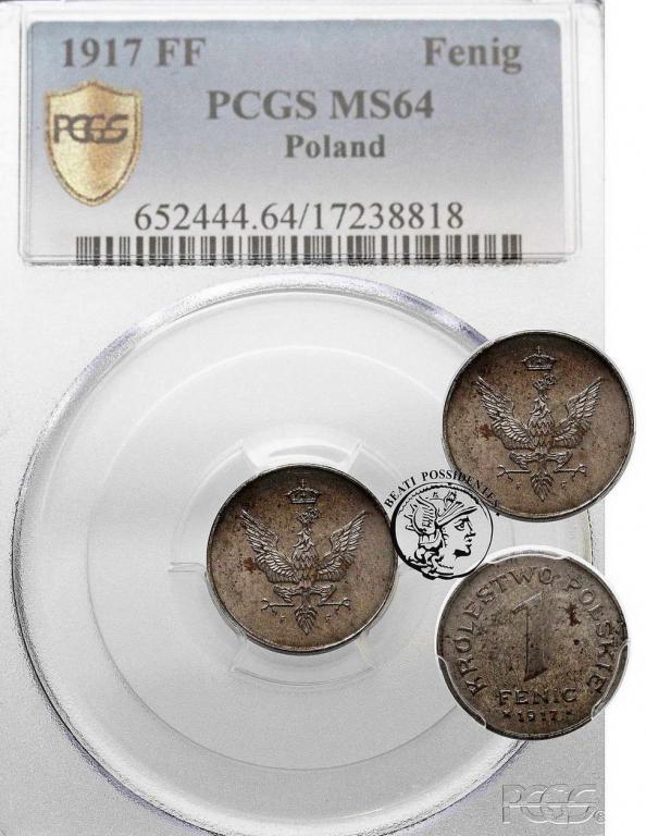 Królestwo Polskie 1 Fenig 1917 PCGS MS64