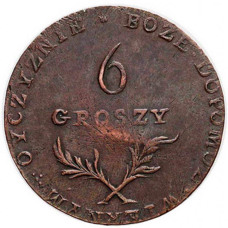 Polska Zamość oblężenie 1813 6 groszy st. 3/3+