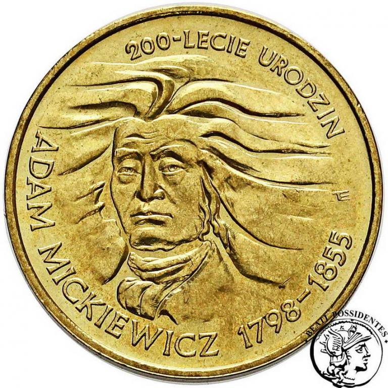 Polska III RP 2 złote 1998 Mickiewicz st. 1-/2+