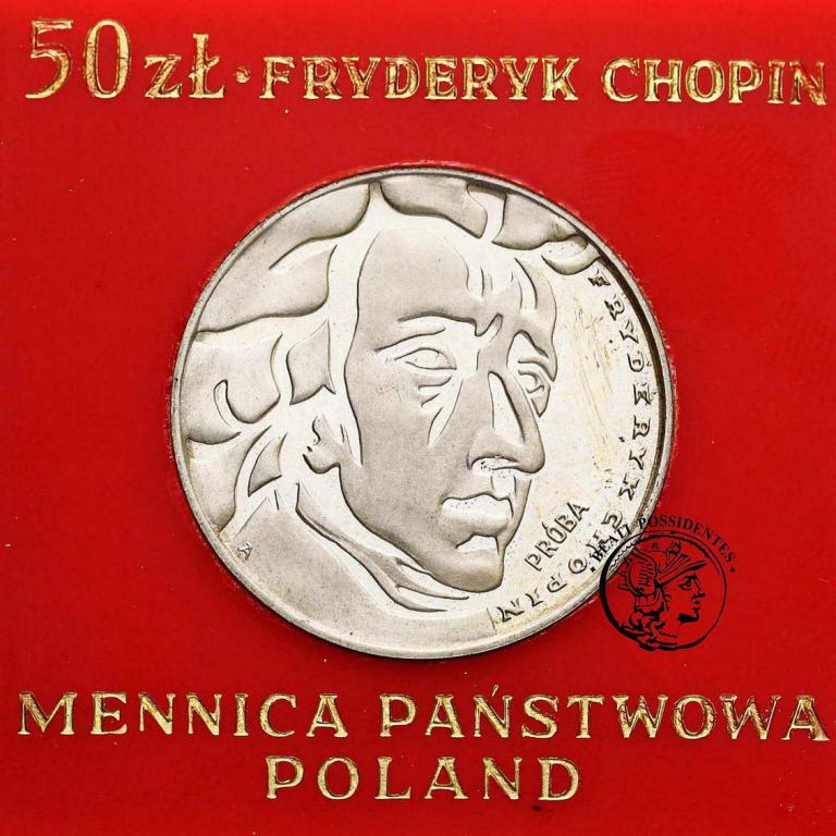 Polska PRL PRÓBA Ag 50 złotych 1972 Chopin st.L/L-