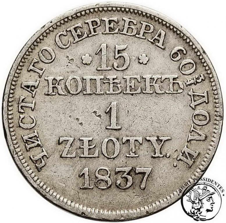 Polska Mikołaj I 15 kopiejek=1 złoty 1837 MW st.3-