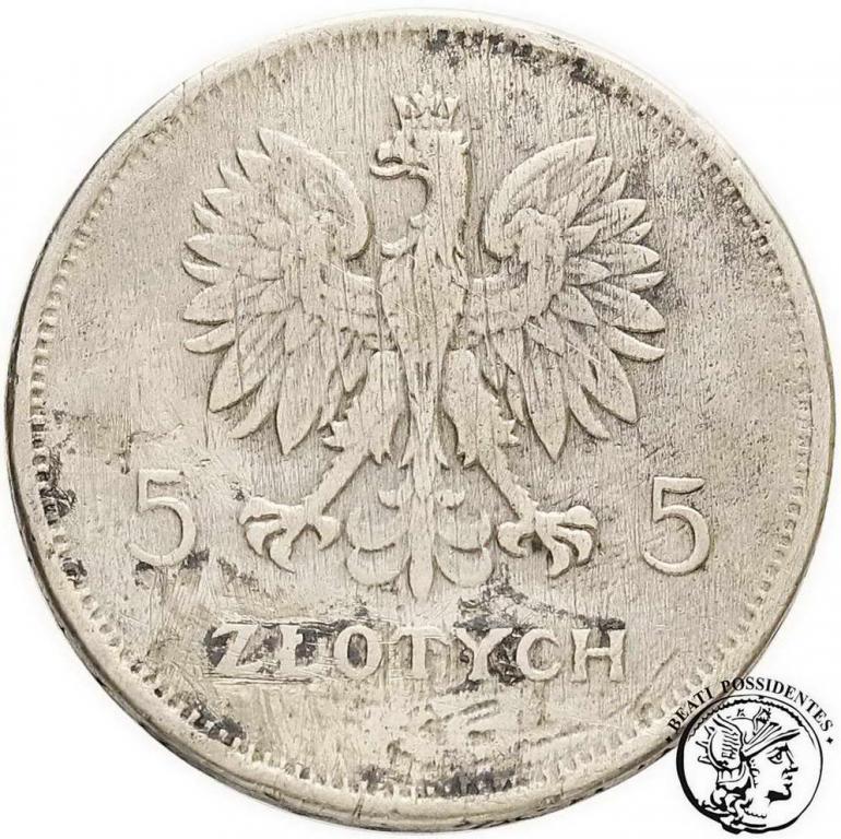 Polska 5 złotych 1928 (?) złom Nike st. (-)